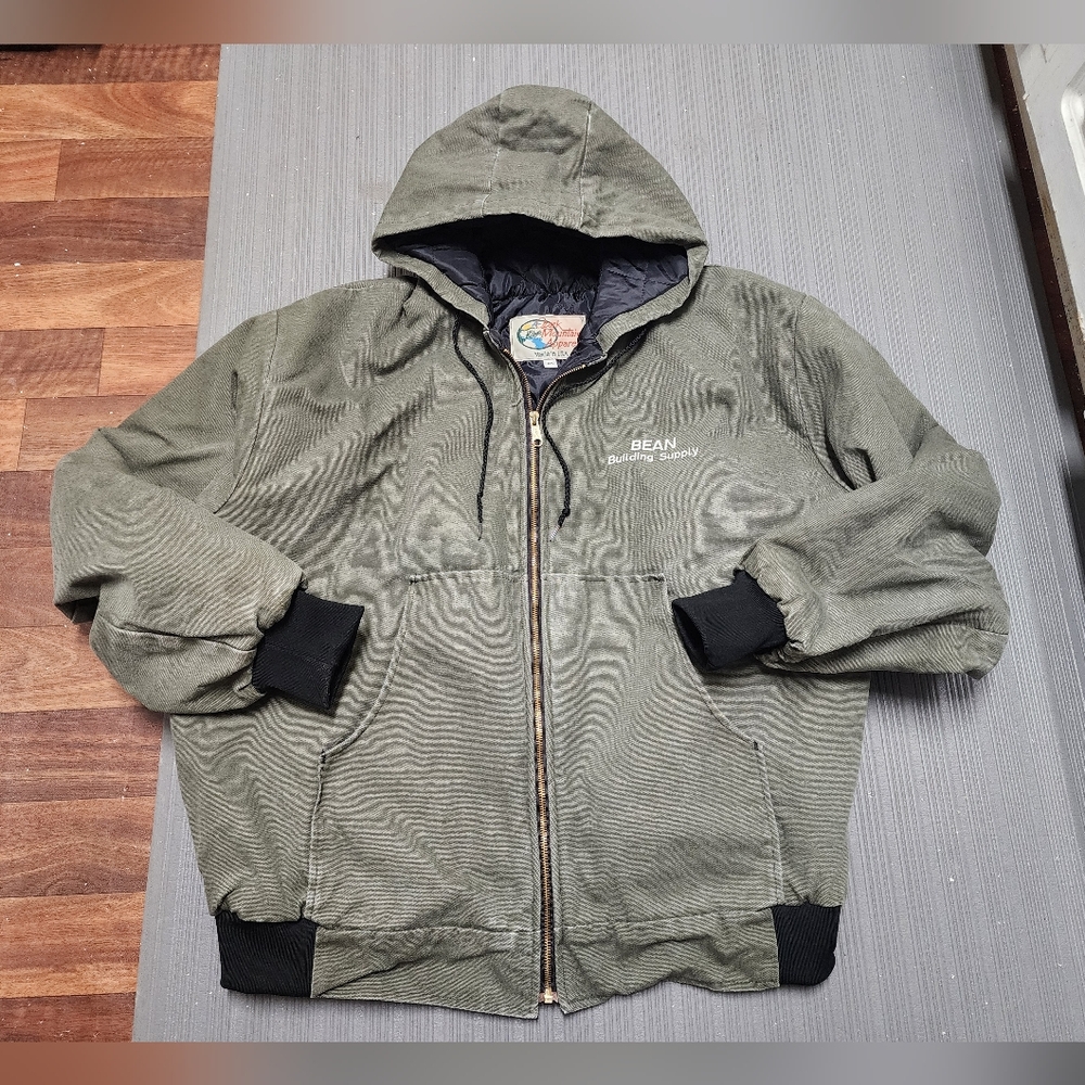 Vintage Carhartt Ozark Mountain Apparel Jacket Duck Canvas Quilt Lined USA Green